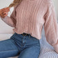 Loose High Collar Twist Long Sleeve Knitted Pullover Sweater