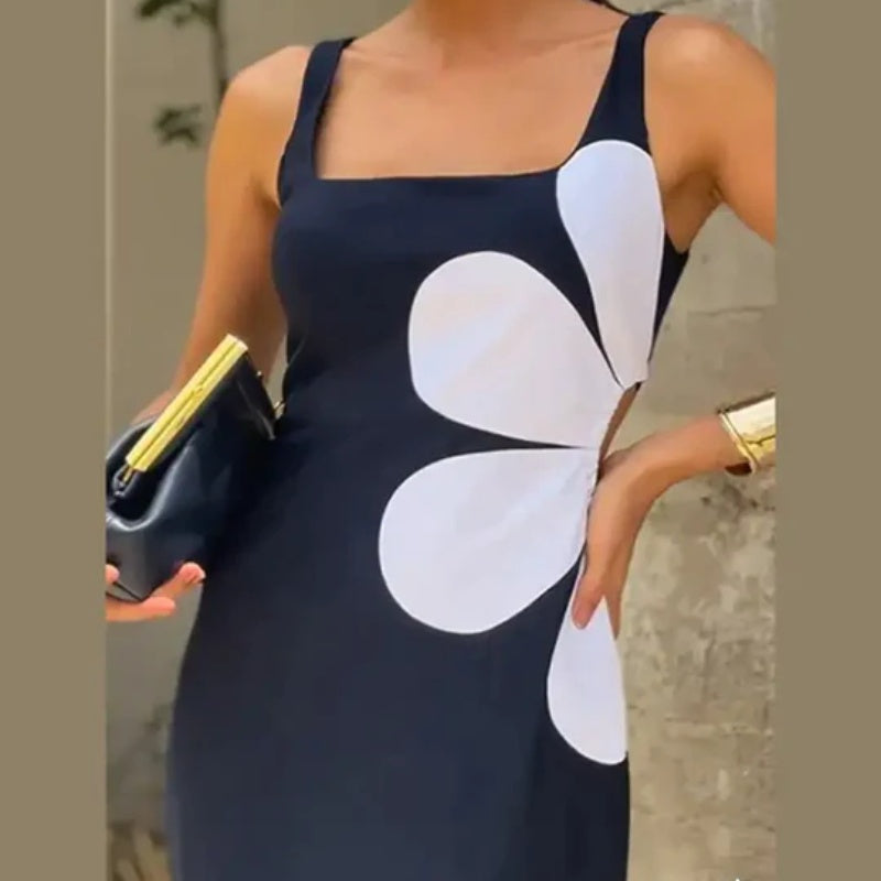 Spring Stylish Simple And Versatile Flowers Dress