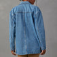 Washed Blue Denim Women's Suit Jacket