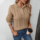 Hooded Pullover Women's Button Cable-knit Sweater