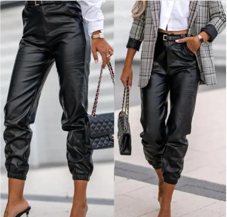 Women's Casual PU Length Leather Pants