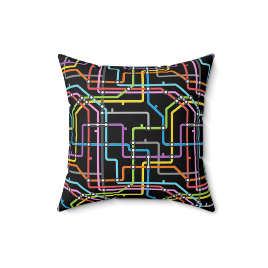 'Map' Spun Polyester Square Pillow