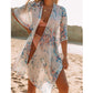 Summer Mid-length Slit Print Loose Beach Cover