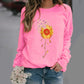 Sunflower Pattern Printing Long Sleeve Crew Neck Sweater