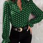 Chiffon Base Slim Fit Pullover Short Polka Dot Long Sleeve T-shirt