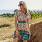 Summer Bohemian Print V-Neck Beach Dress