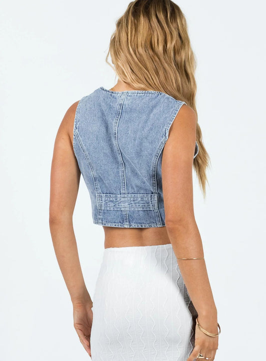 Women's Denim V-neck Vest Top