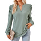 V-neck Jacquard Long Sleeve Loose-fitting T-shirt Top