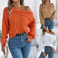 Lapel Off-the-shoulder Twist Long Sleeve Pullover