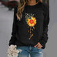 Sunflower Pattern Printing Long Sleeve Crew Neck Sweater