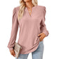 V-neck Jacquard Long Sleeve Loose-fitting T-shirt Top