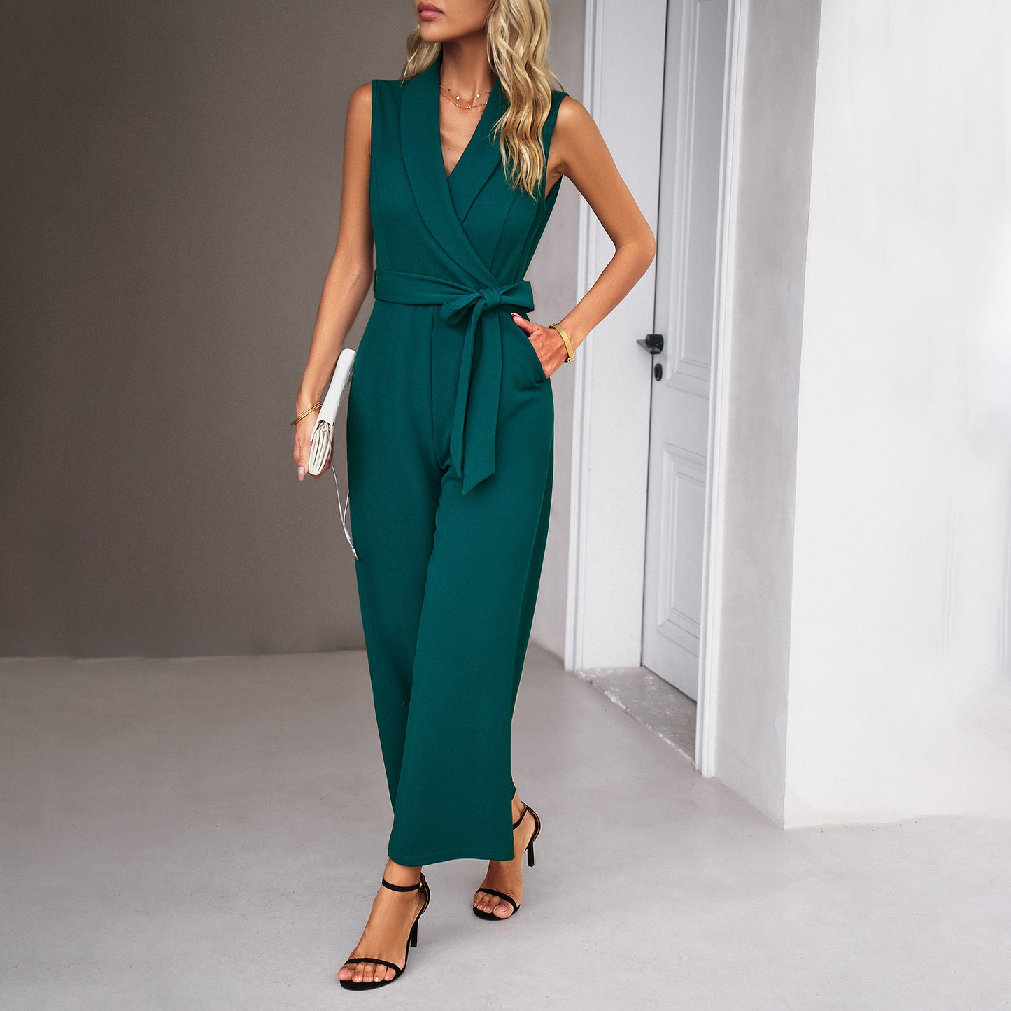 Leisure Commute Trousers Sleeveless Jumpsuit For Women
