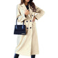 Simple Double Breasted Long Sleeve Lapel Button Woolen Coat