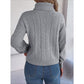 Loose High Collar Twist Long Sleeve Knitted Pullover Sweater