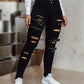 Black Tight Stretch Skinny Ripped Denim Trousers