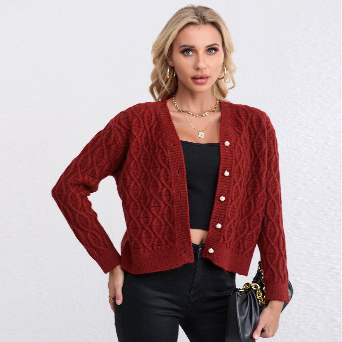 Women's Fashionable Knitted Twist Coat