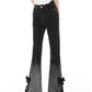 Women's Retro Slit Slightly Flared Gradient Jeans