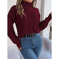 Loose High Collar Twist Long Sleeve Knitted Pullover Sweater