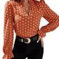 Chiffon Base Slim Fit Pullover Short Polka Dot Long Sleeve T-shirt