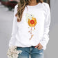 Sunflower Pattern Printing Long Sleeve Crew Neck Sweater