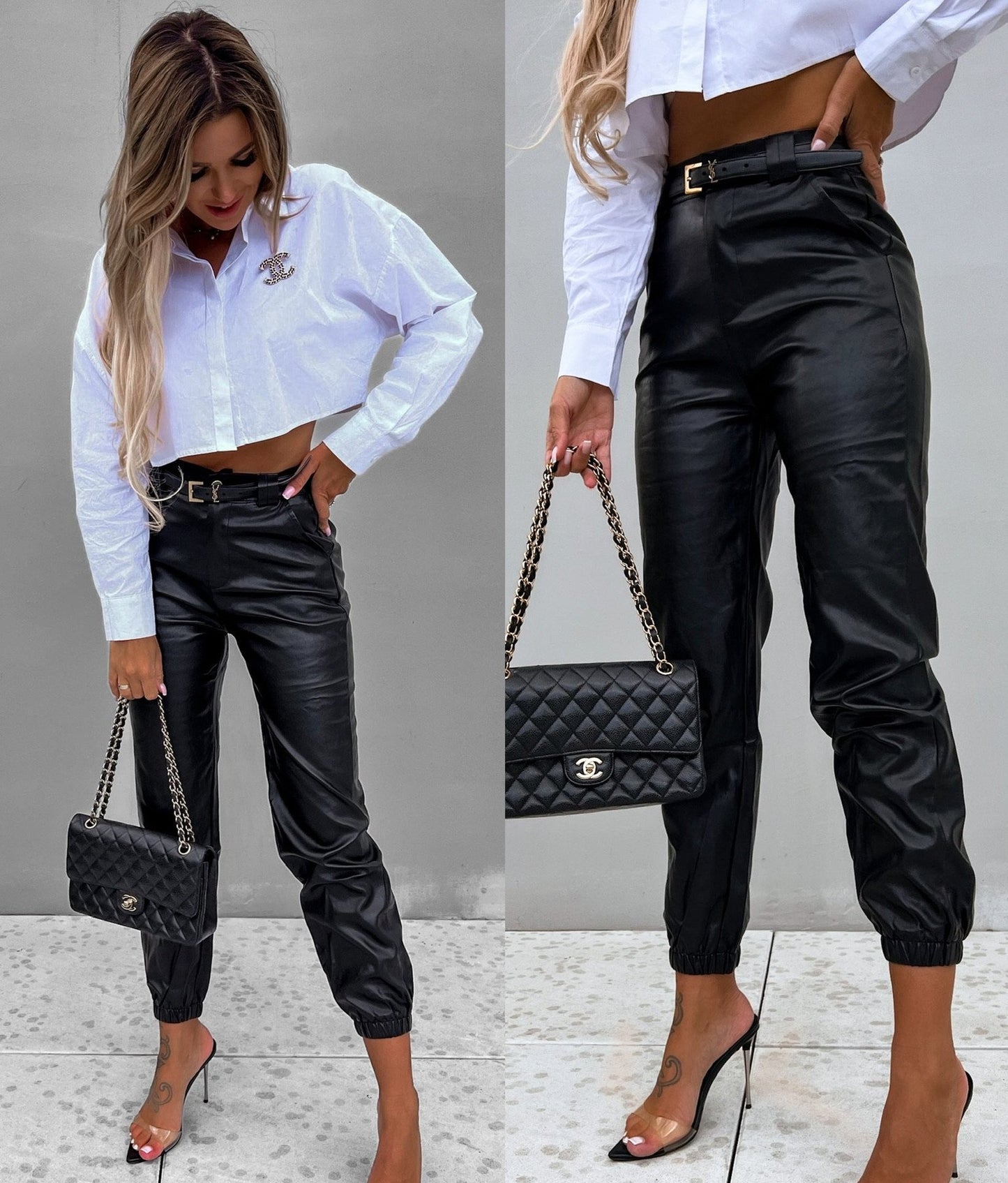 Women's Casual PU Length Leather Pants