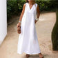 Plus Size White Cotton Linen Dress