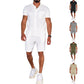 Summer Menswear Suit Polo Collar Solid Color Short-sleeved Shorts Suit Button Four-sided Stretch Shirt