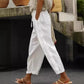 Casual Pants Elegant Cotton And Linen Cropped Pants