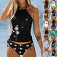 Women's New Summer High Elastic Bikini Set Dandelion Butterfly Print Two Piece