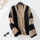 Contrast Color Striped Women's Sweater Cardigan Loose Sweater