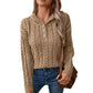 Hooded Pullover Women's Button Cable-knit Sweater