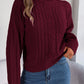 Loose High Collar Twist Long Sleeve Knitted Pullover Sweater