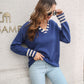 Striped Lapel Sweater Women's Loose Autumn And Winter Long Sleeve Sweater Ins