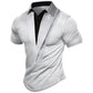 Color Block Short Sleeve Shirt Stand-up Collar Slim Fit
