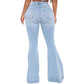 Women's Knee Hole Denim Flared Pants