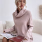 Solid Color Loose High Collar Knitted Dress