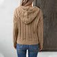 Hooded Pullover Women's Button Cable-knit Sweater