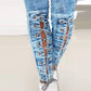 Women's High Waist Lace-up Stretch Skinny Jeans