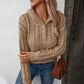 Hooded Pullover Women's Button Cable-knit Sweater