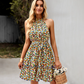 Sleeveless Waist Dress Summer Bohemian Print