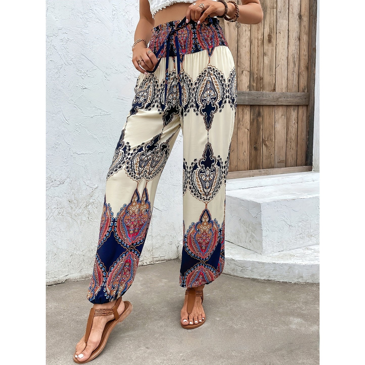 Ladies' National Style Fashion Casual Printed Pants