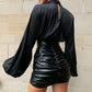 Women's Shiny Patent Leather Pleated Hot Girl Hip Skirt