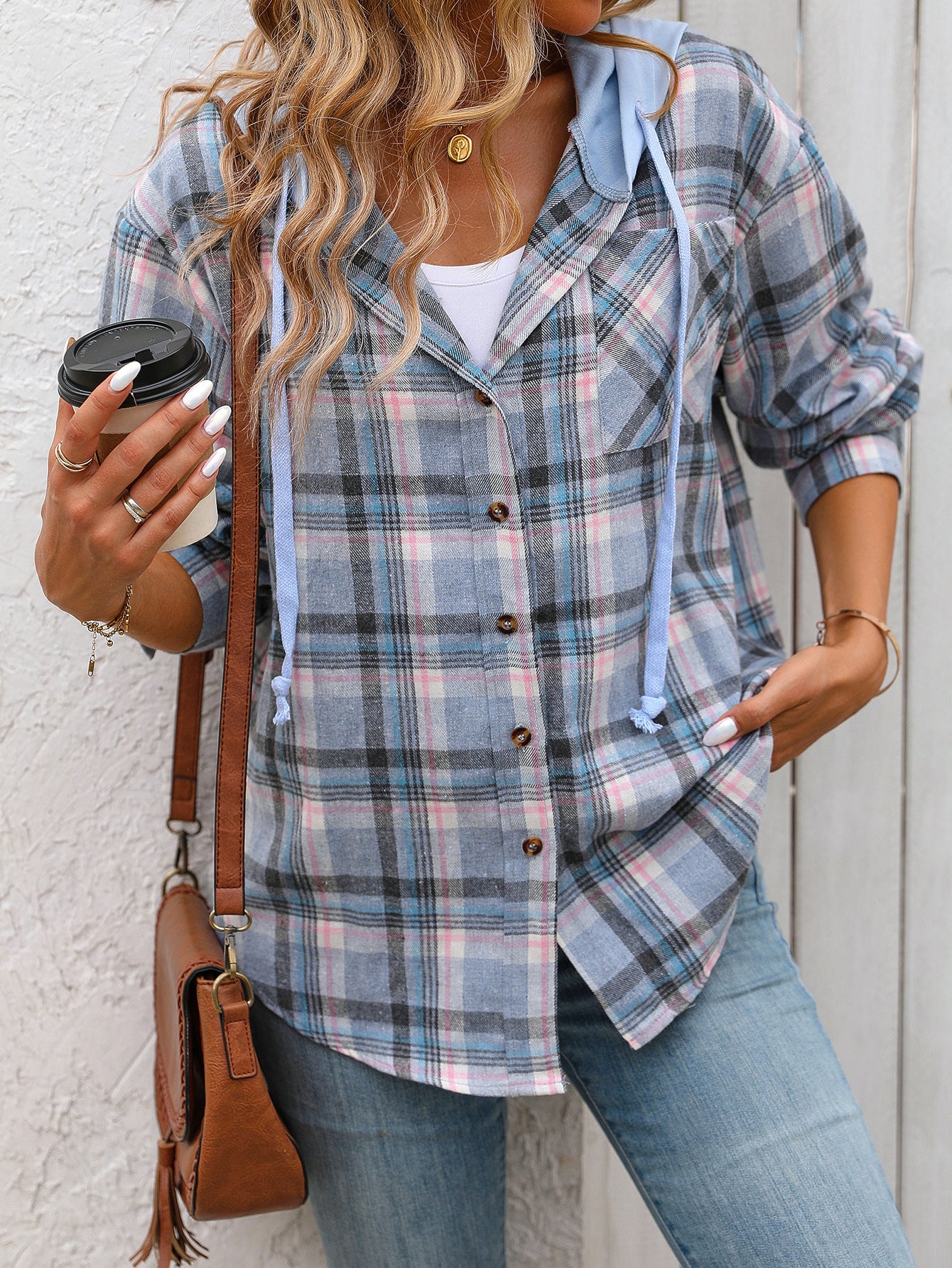 Women's Casual Fashion Loose Plaid Shirt