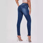 Slim Fit Patchwork High Waist Stretch Jeans