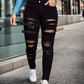 Black Tight Stretch Skinny Ripped Denim Trousers