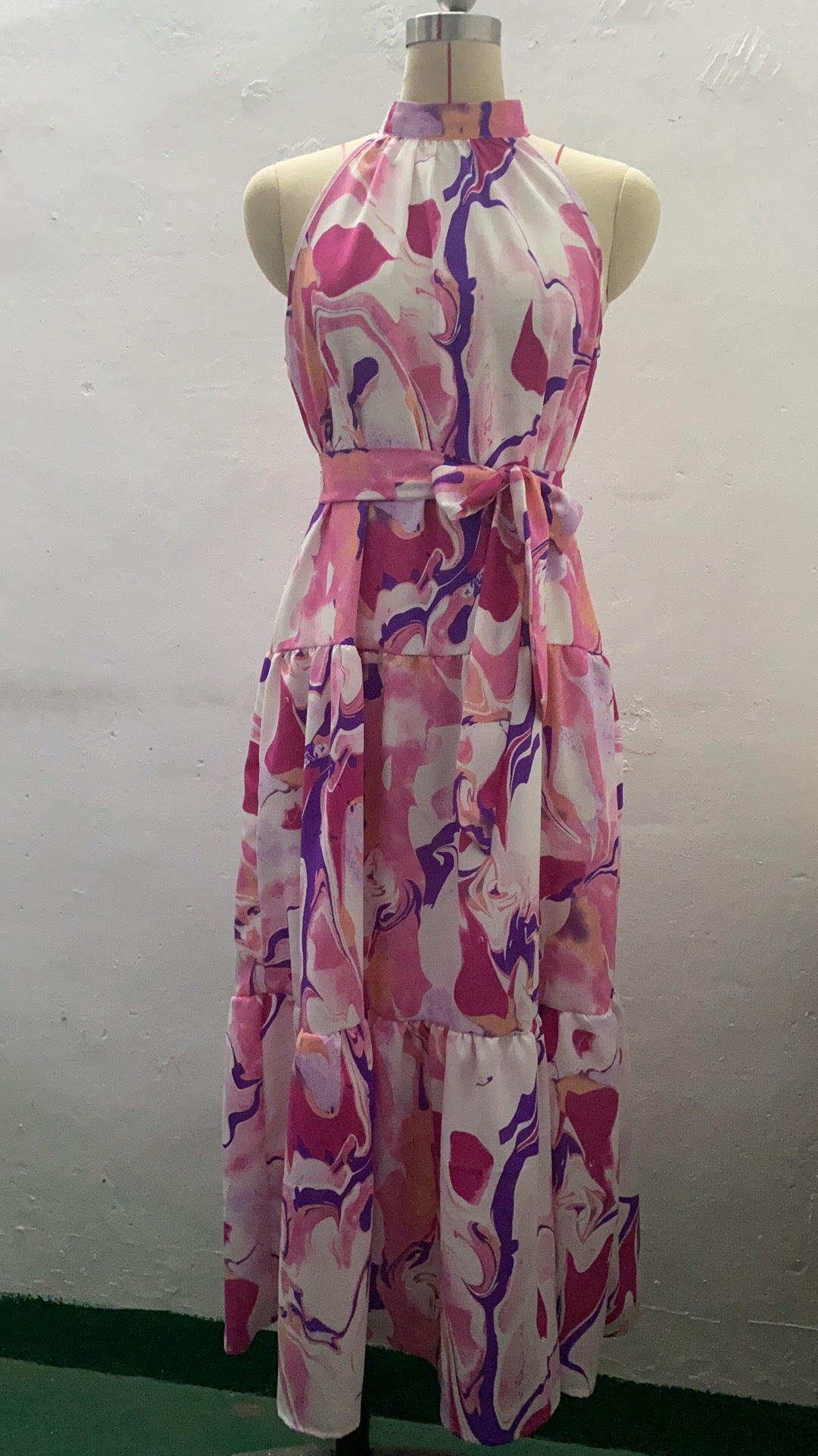 Printed Bohemian Sleeveless Ruffle Dress For Women