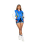 Ladies Fashion Printed Thread Color Matching Button Sports Jacket