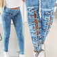 Women's High Waist Lace-up Stretch Skinny Jeans