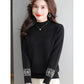 Half Turtleneck Brocade Sweater Loose