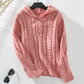 Hooded Pullover Women's Button Cable-knit Sweater